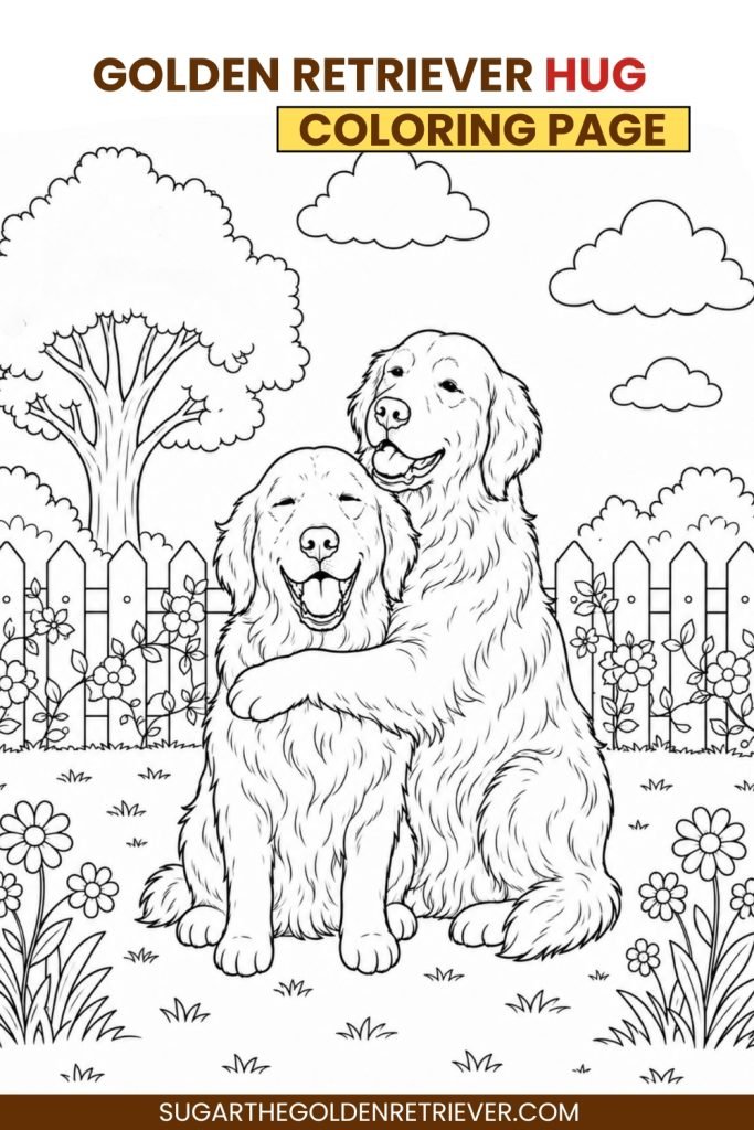 Golden Retriever Hug Coloring Page- Free Printable for Dog Lovers Golden Retriever Hug Coloring Page- Free Printable for Dog Lovers