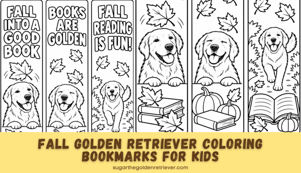 Fall Golden Retriever Coloring Bookmarks for Kids Fall Golden Retriever Coloring Bookmarks for Kids